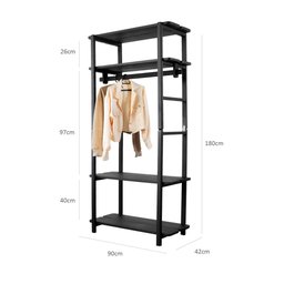 Guarda-Roupa Closet Laguna 4 prat 180Ax90Lx42P em Madeira Cubomob Preto - 6