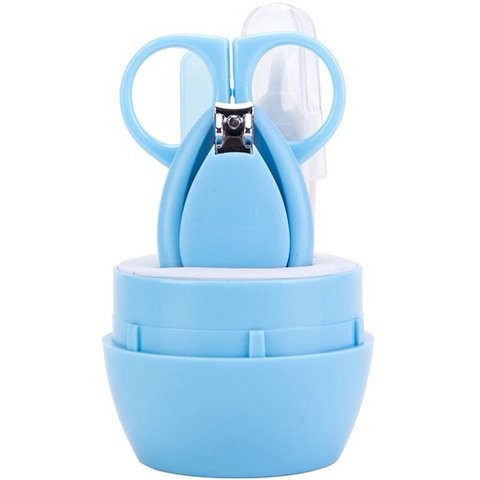 Kit Cuidado com As Unhas 4 Peças com Estojo para Bebês Azul
