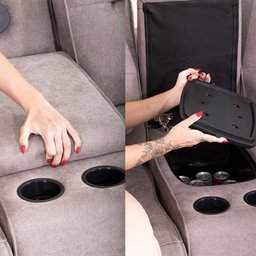 Sofá Decorativo Swift Elétrico Reclinável C/porta Copos Baú Cooler Linho Cinza G81 - Gran Belo - 4