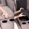 Sofá Decorativo Swift Elétrico Reclinável C/porta Copos Baú Cooler Linho Cinza G81 - Gran Belo - 4