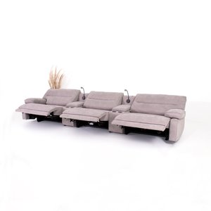 Sofá Decorativo Swift Elétrico Reclinável C/porta Copos Baú Cooler Linho Cinza G81 - Gran Belo