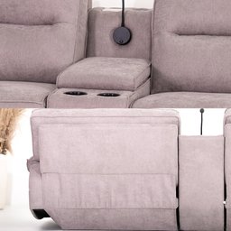 Sofá Decorativo Swift Elétrico Reclinável C/porta Copos Baú Cooler Linho Cinza G81 - Gran Belo - 8