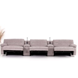 Sofá Decorativo Swift Elétrico Reclinável C/porta Copos Baú Cooler Linho Cinza G81 - Gran Belo - 2