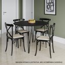 Ver imagem 3 de Mesa Jantar Redonda Preta Hairpin 110cm Elen Base Ferro Preto