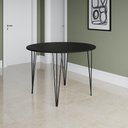 Ver imagem 1 de Mesa Jantar Redonda Preta Hairpin 110cm Elen Base Ferro Preto