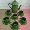 Kit Bule De Café E Chá Com 6 Xícaras e Pires Aço Esmaltado Verde Botânico - 2