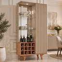 Ver imagem 4 de Cristaleira para Sala de Jantar com Adega 2 Portas Vidro Ripada Toscânia B02 Fendi Freijó - Lyam