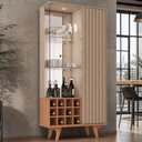 Ver imagem 3 de Cristaleira para Sala de Jantar com Adega 2 Portas Vidro Ripada Toscânia B02 Fendi Freijó - Lyam