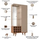 Ver imagem 5 de Cristaleira para Sala de Jantar com Adega 2 Portas Vidro Ripada Toscânia B02 Fendi Freijó - Lyam