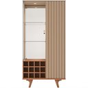 Ver imagem 2 de Cristaleira para Sala de Jantar com Adega 2 Portas Vidro Ripada Toscânia B02 Fendi Freijó - Lyam