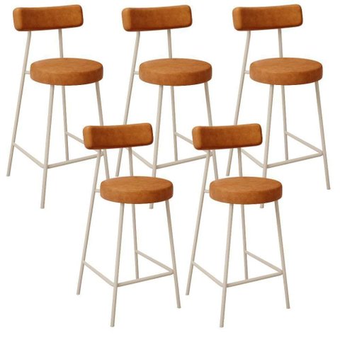 Kit 05 Banquetas Baixa Cozinha Sala Jantar Bancada Milão Arena L02 Couríssimo Canela - lyam 