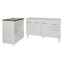 Ver imagem 1 de Armário Gabinete Camila 138 Cm com Tampo Tampão e Balcão Evelyn para Cooktop 5 Bocas Branco