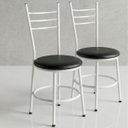 Ver imagem 1 de Conjunto 2 Cadeiras Estofadas Estrutura de Aço Design Moderno Sala de Jantar Nina:preto