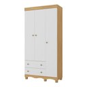 Ver imagem 2 de Guarda-roupa Infantil 92cm 3 Portas e 2 Gavetas Dengo Multimóveis Mp4437 Madeirado/branco Madeirado