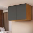 Ver imagem 1 de Armário Aéreo Organizador Multiuso MDF 02 Portas Altezza Belmax:Freijó/Titânio