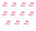 Ver imagem 2 de Kit 11 Cadeira Iso Infantil Creche, Escola Base Branco Rosa