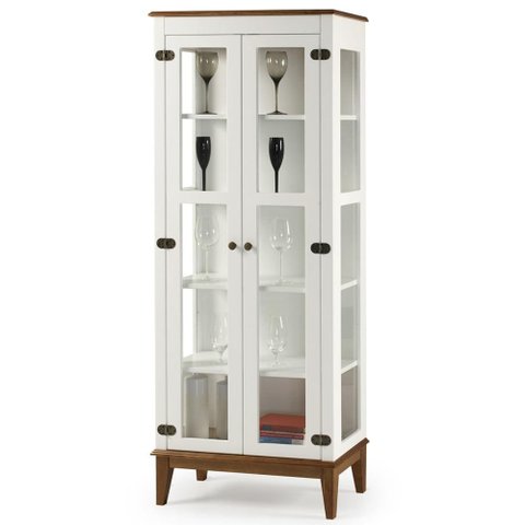 Cristaleira Remy Branca 2 Portas Base Amendoa 180 Cm - 58751