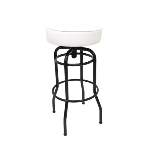Banqueta Giratória Bar para Bancada Média Altura 65cm cor Preto Assento Branco Poltronas do Sul Banq