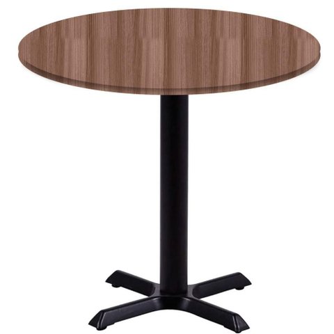 Mesa Ômega Ferro Preto 74 Cm (alt) Base em X Tampo Mdp Redondo 60 Cm (larg) X 2,50 Cm (alt) Walnut