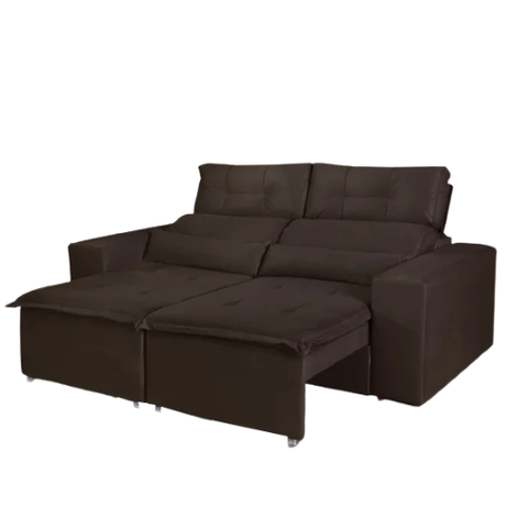Sofá Retrátil Beatriz 1.95m - Suede Marrom