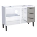 Ver imagem 2 de Gabinete / Balcão de Cozinha Ju em Aço para Pia de 1.40m 3 Portas e 4 Gavetas Cor Cinza/branco Cmax