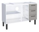 Ver imagem 2 de Gabinete / Balcão de Cozinha Ju em Aço para Pia de 1.40m 3 Portas e 4 Gavetas Cor Cinza/branco Cmax