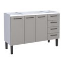 Ver imagem 1 de Gabinete / Balcão de Cozinha Ju em Aço para Pia de 1.40m 3 Portas e 4 Gavetas Cor Cinza/branco Cmax