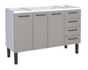 Ver imagem 1 de Gabinete / Balcão de Cozinha Ju em Aço para Pia de 1.40m 3 Portas e 4 Gavetas Cor Cinza/branco Cmax