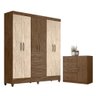 Conjunto Guarda Roupa e Cômoda Svalbard Castanho Wood Avelã - 1