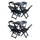 Ver imagem 1 de Kit 2 Conjuntos De Mesa Com 4 Cadeiras De Madeira Dobravel 70X70 Preto - Preto