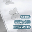 Ver imagem 3 de Conjunto de Lencol Casal Queen Size Butterfly Algodão Toque Super Macio Papillons:cinza