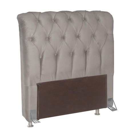 Cabeceira para Cama box Bom Pastor Sofistic Estofada Veludo Luxo Solteiro Creme