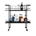 Ver imagem 6 de Bar Móvel Carrinho Organizador com Rodinha Mesa Apoio Jantar:preto