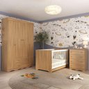 Ver imagem 2 de Quarto de Bebê Completo Berço Americano 3 em 1 Colchão Realeza Multimóveis Mp4603 Madeirado