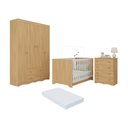 Ver imagem 1 de Quarto de Bebê Completo Berço Americano 3 em 1 Colchão Realeza Multimóveis Mp4603 Madeirado