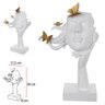 Escultura Decor Rosto Mulher e Borboletas Dourado 30cm - 2