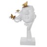 Escultura Decor Rosto Mulher e Borboletas Dourado 30cm - 1