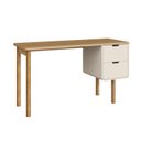 Ver imagem 2 de Mesa Escrivaninha Orgânica Curva 2 Gavetas 136cm Pés Madeira Maciça 100% MDF BP Aura Branco/Hanover/Offwhite