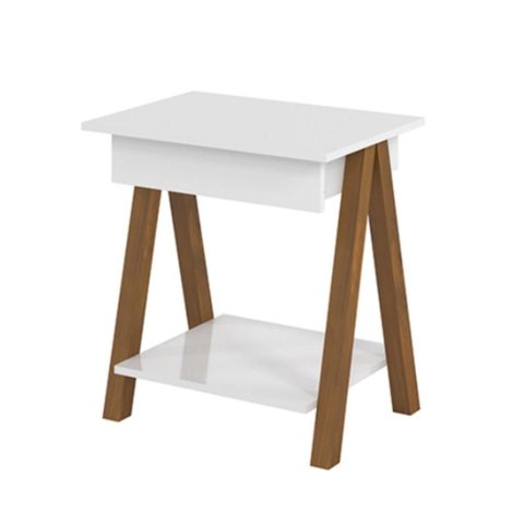 Mesa de Cabeceira Aurélia 1 Gaveta com Gaveta Branco