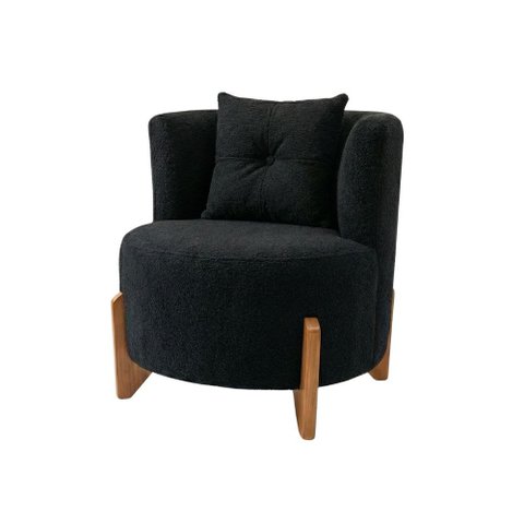 Poltrona Decorativa Orgânica Curva Luna Boucle Preto - Montanaris Decor