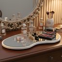 Ver imagem 2 de Bandeja Decorativa Orgânica Espelho Lapidado Luxo Lateral Couro - Off White