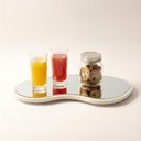 Ver imagem 4 de Bandeja Decorativa Orgânica Espelho Lapidado Luxo Lateral Couro - Off White