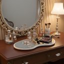 Ver imagem 5 de Bandeja Decorativa Orgânica Espelho Lapidado Luxo Lateral Couro - Off White