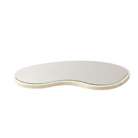 Bandeja Decorativa Orgânica Espelho Lapidado Luxo Lateral Couro - Off White