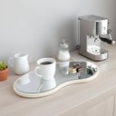 Ver imagem 3 de Bandeja Decorativa Orgânica Espelho Lapidado Luxo Lateral Couro - Off White