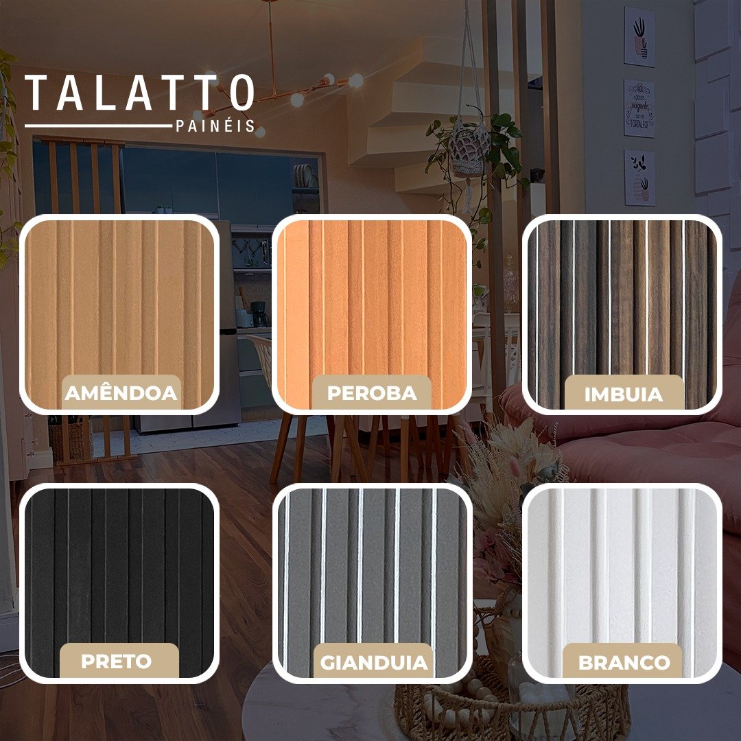 Painel Ripado Compacto Kit 12 Unid. 90x25cm Larg. (2,7m²) Talatto Painéis - 2