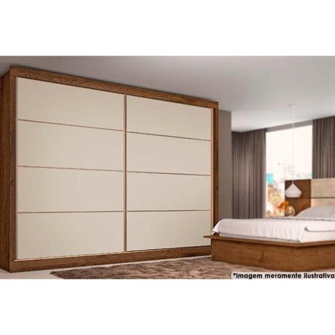 Guarda Roupa Casal 2 Portas de Correr e 6 Gavetas Sevilha Braúna/off White - Europa