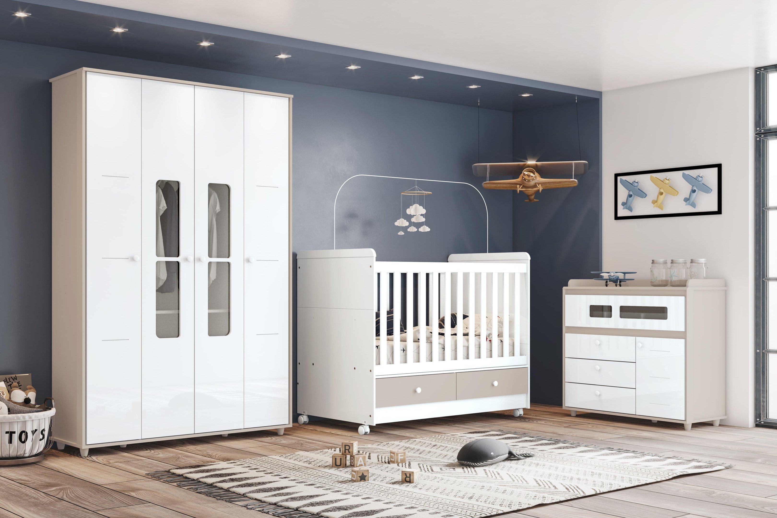 Dormitório Infantil Aquarela Cristal/branco - Henn | MadeiraMadeira