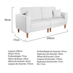 Sofá 03 Lugares Living Ponza Suede Doce Sonho Móveis Branco - 3