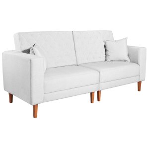 Sofá 03 Lugares Living Ponza Suede Doce Sonho Móveis Branco